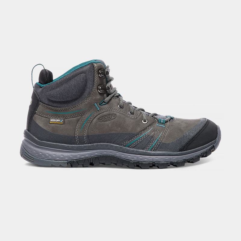 Botas De Montaña Keen Terradora Cuero Waterproof Mid Para Mujer Grises Oscuro - Botas Keen Mexico (9